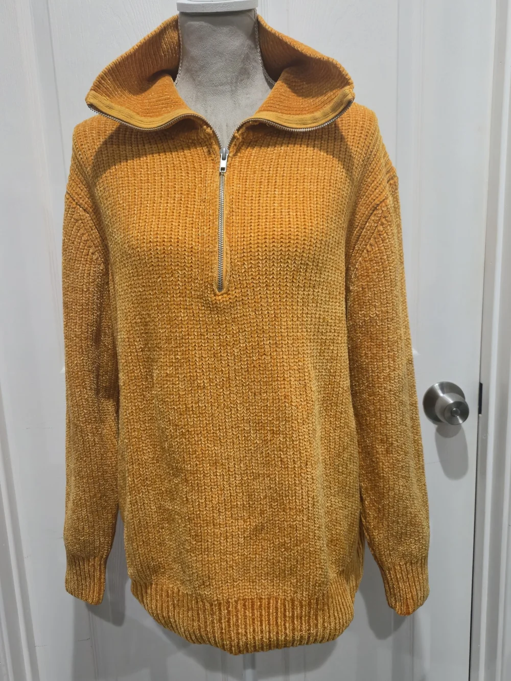 Urban Outfitters UO Nicco Half-Zip Sweater Mustard Yellow S